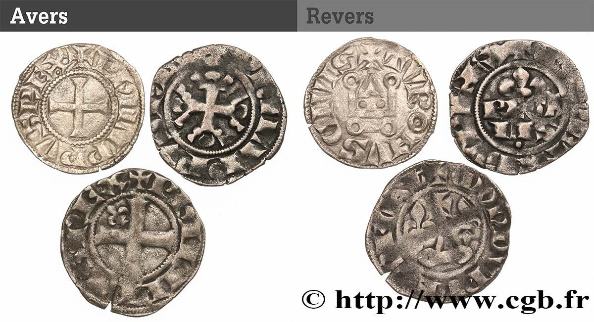 PHILIPPE IV LE BEL Lot de 3 monnaies royales n.d. s.l. TB