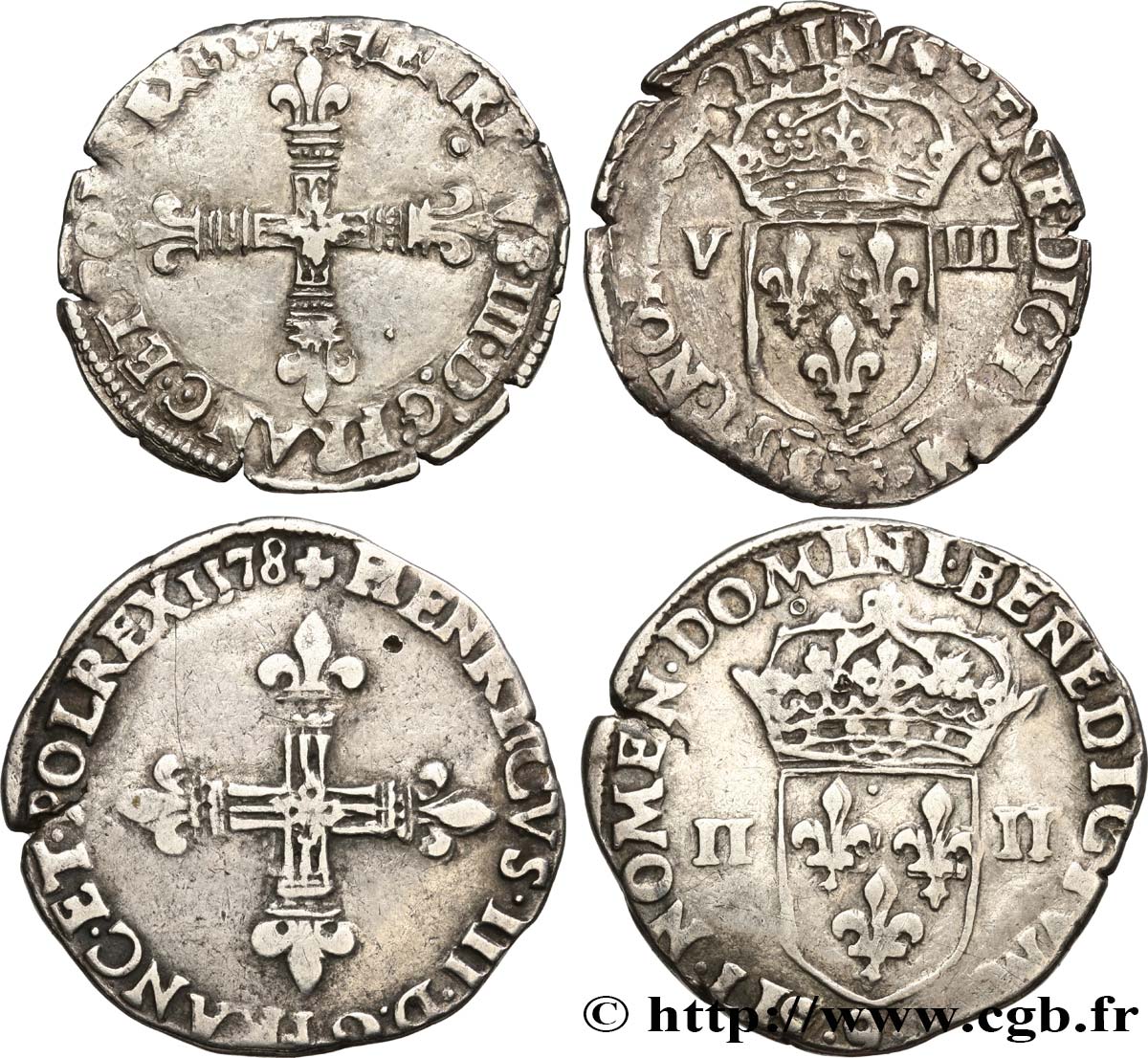 HENRI III Lot de 2 monnaies royales n.d. Ateliers divers TB
