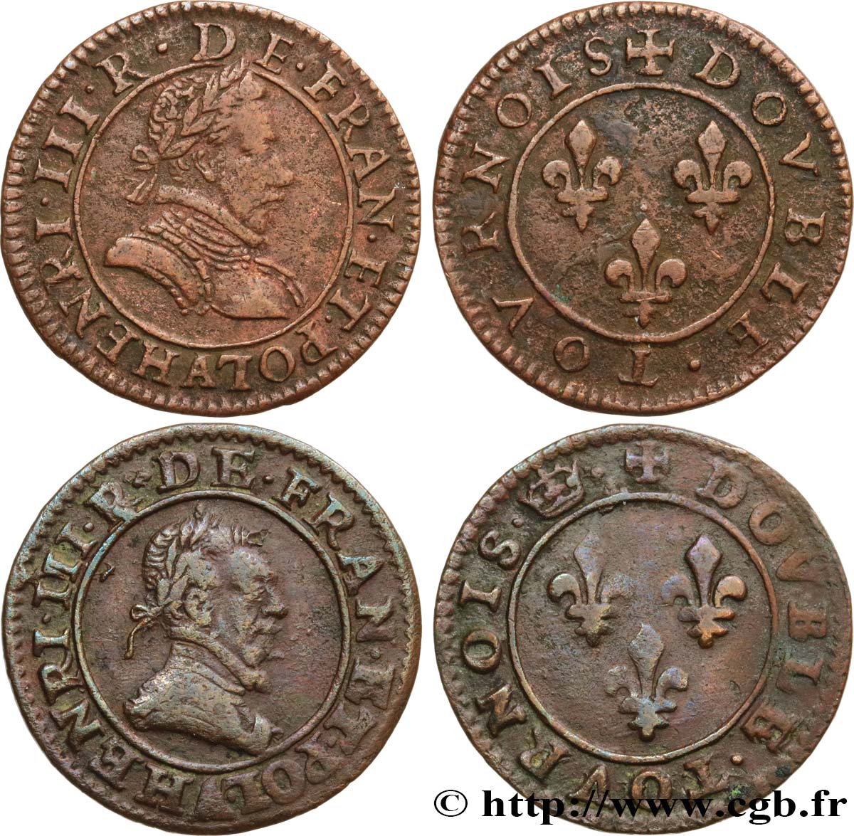 HENRY III Lot de 2 monnaies royales n.d. Paris BB