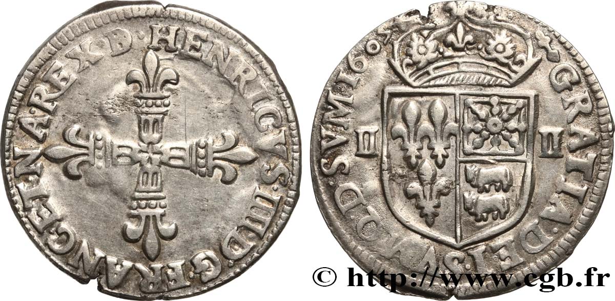 HENRI IV LE GRAND Quart d écu de Béarn 1605 Morlaàs TTB/TTB+