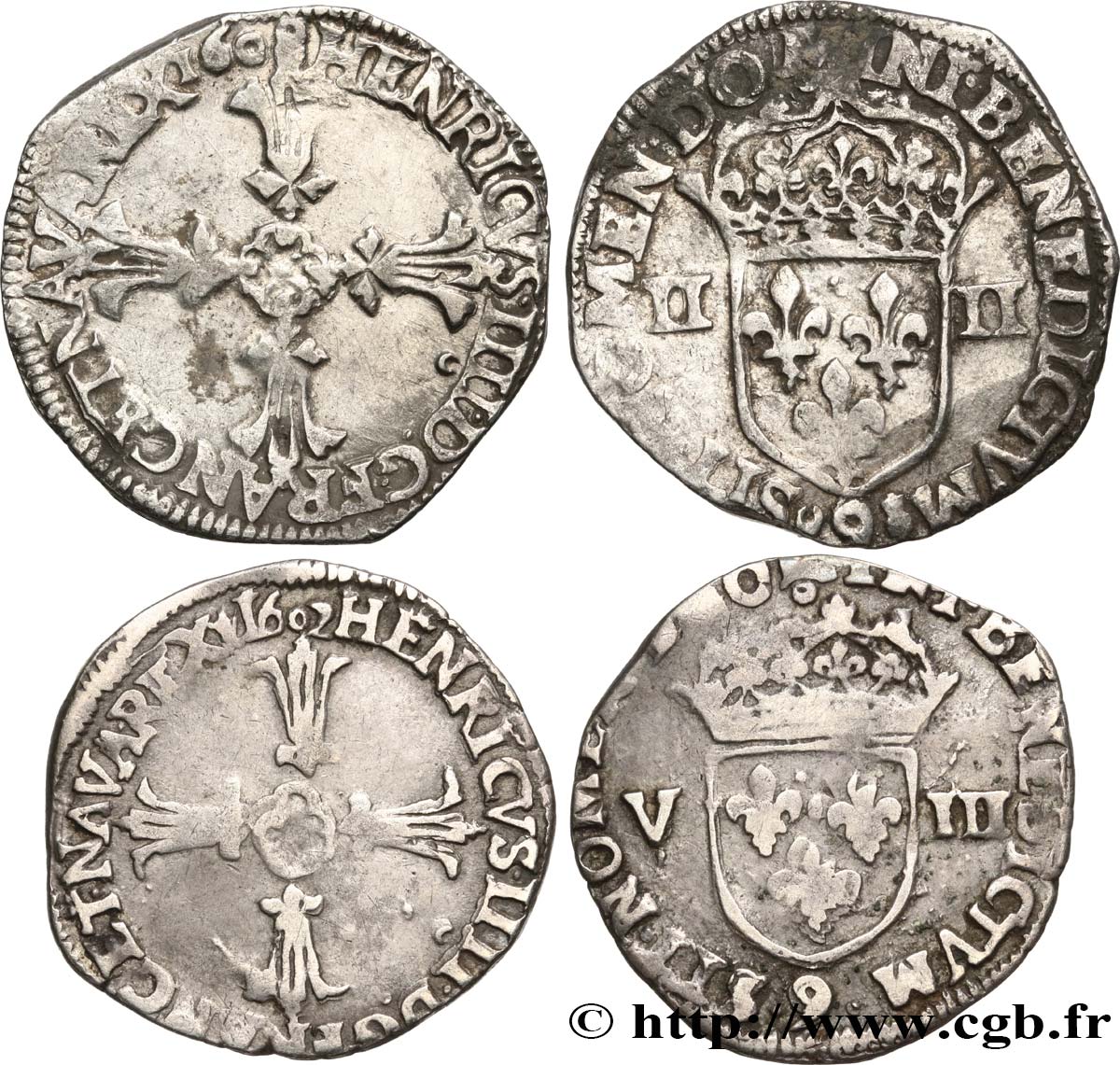 HENRI IV LE GRAND Lot de 2 monnaies royales n.d. Rennes TB+