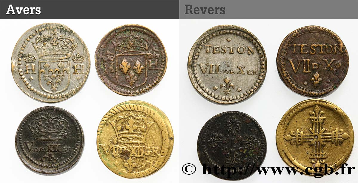 HENRI III TO LOUIS XIV - COIN WEIGHT Poids monétaire, lot de 4 ex. n.d.  VF