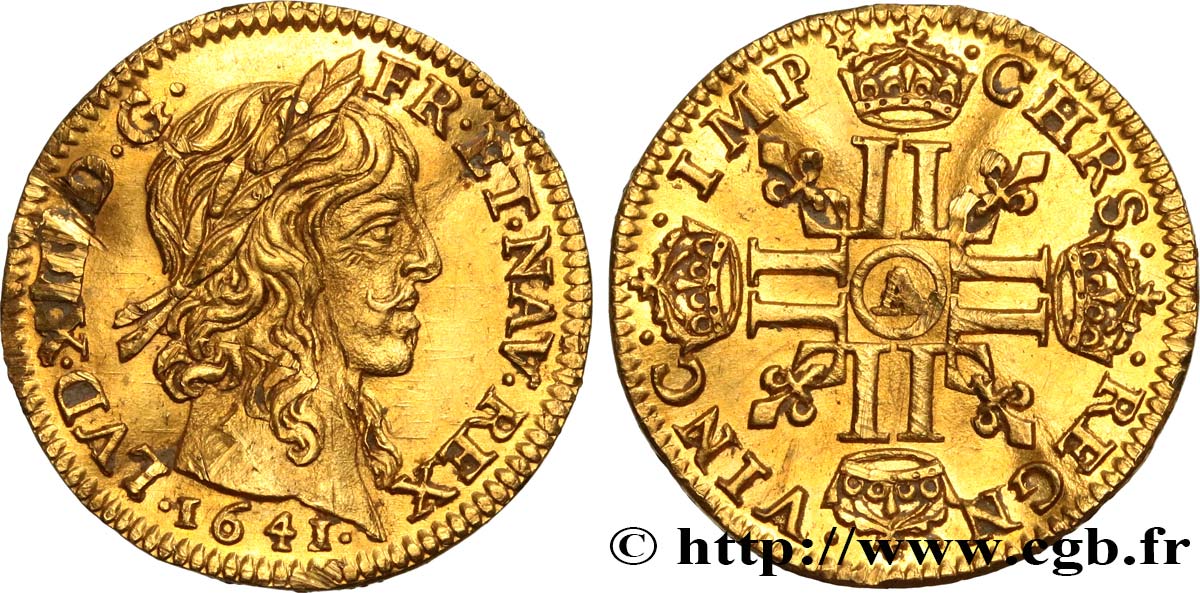 LOUIS XIII LE JUSTE Demi-louis d&nbsp;or aux huit L (effigie de Jean Warin) 1641 Paris TTB