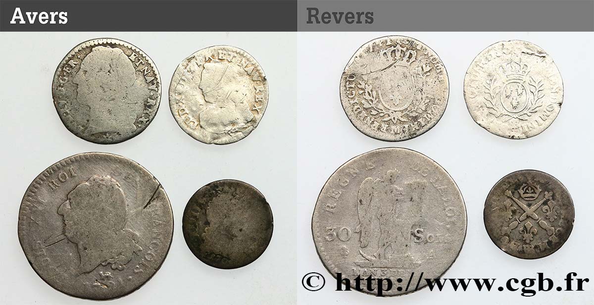 LOTS Lot de 4 monnaies royales n.d. Ateliers divers B