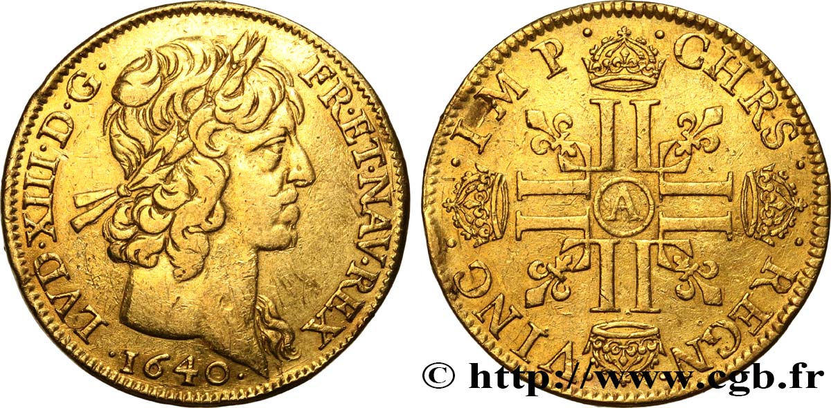 LOUIS XIII LE JUSTE Double louis d or aux huit L (effigie de Jean Warin) 1640 Paris, Monnaie du Louvre TB+