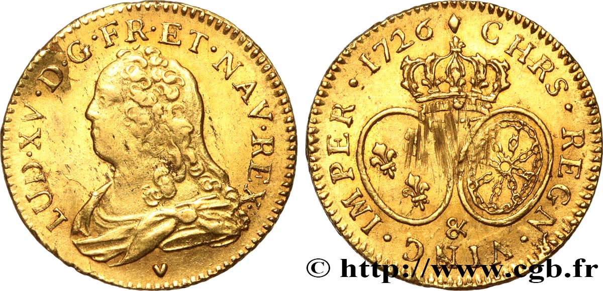 LOUIS XV DIT LE BIEN AIMÉ Louis d or aux écus ovales, buste habillé 1726 Aix-en-Provence TTB/TTB+