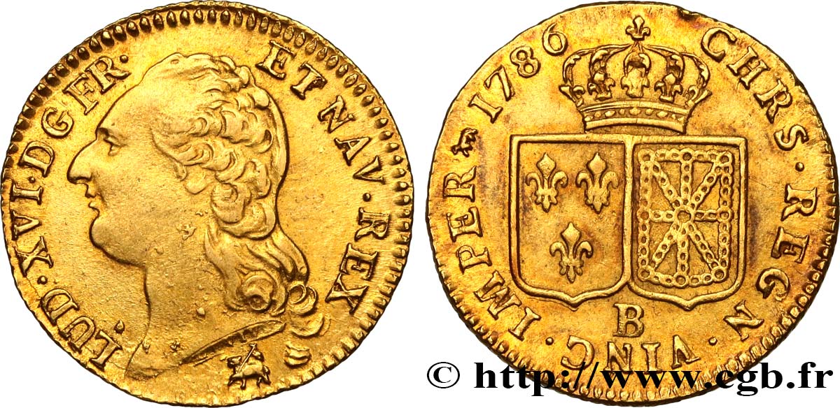 LOUIS XVI Louis d or aux écus accolés 1786 Rouen TTB+