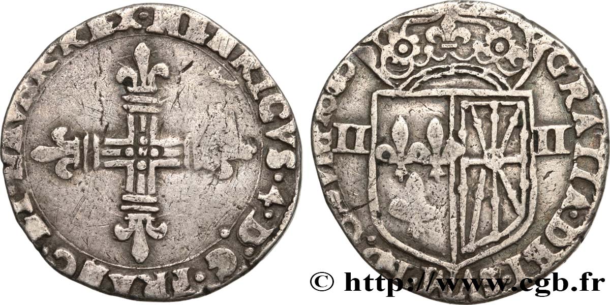 HENRY IV Quart d écu de Navarre 1600 Saint-Palais q.BB