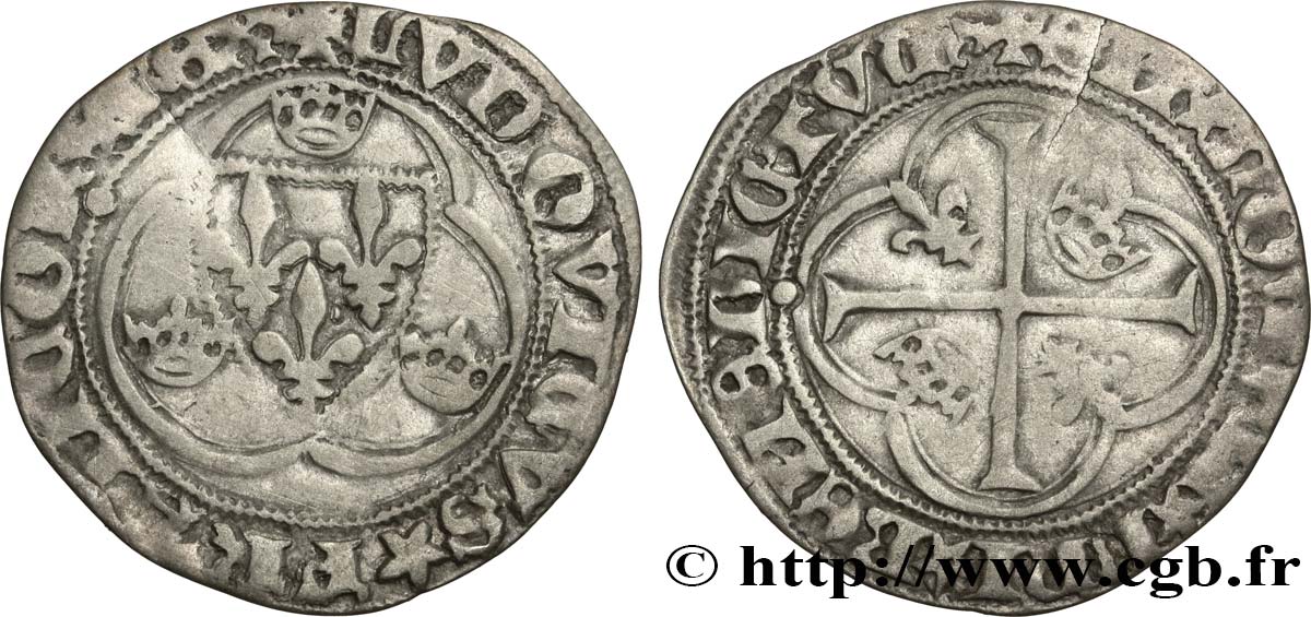 LOUIS XI LE PRUDENT Blanc à la couronne n.d. Tournai TB+