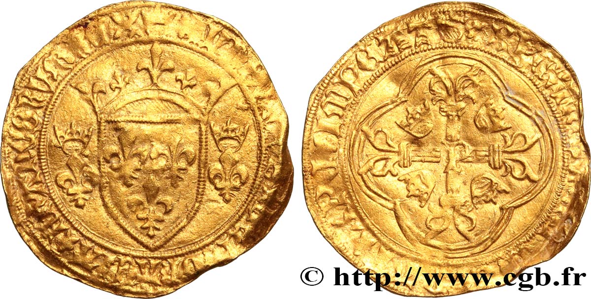 LOUIS XI THE  CAUTIOUS  Écu d or à la couronne ou écu neuf 31/12/1461 Perpignan VF
