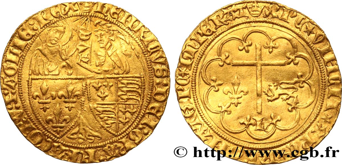 HENRY VI DE LANCASTRE - ROI DE FRANCE (1422-1453) - ROI D ANGLETERRE (1422-1461) et (1470-1471) Salut d or 06/09/1423 Paris TTB+/SUP