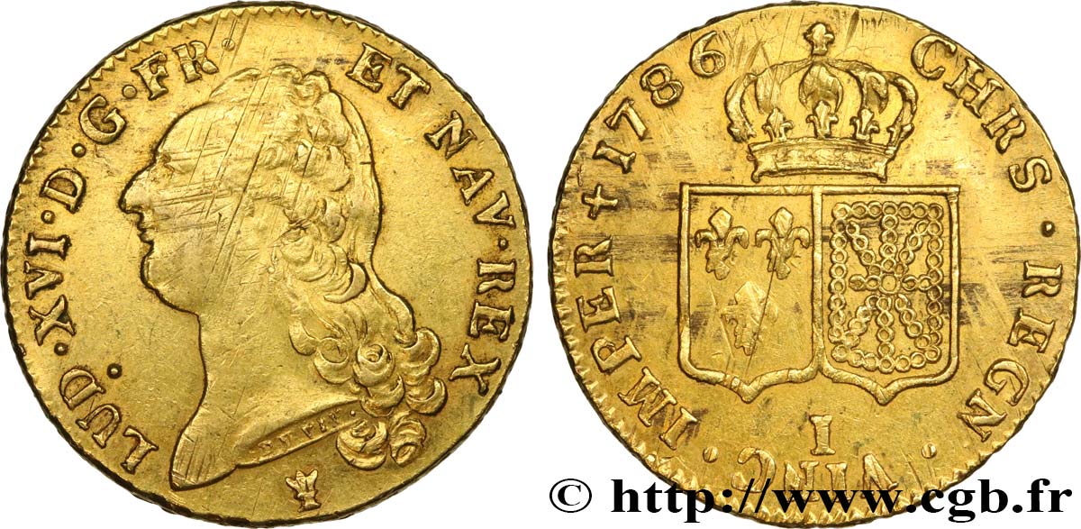 LOUIS XVI Double louis d’or aux écus accolés 1786 Limoges AU