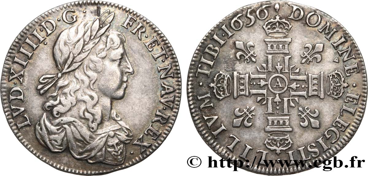 LOUIS XIV  THE SUN KING  Lis d’argent 1656 Paris q.SPL