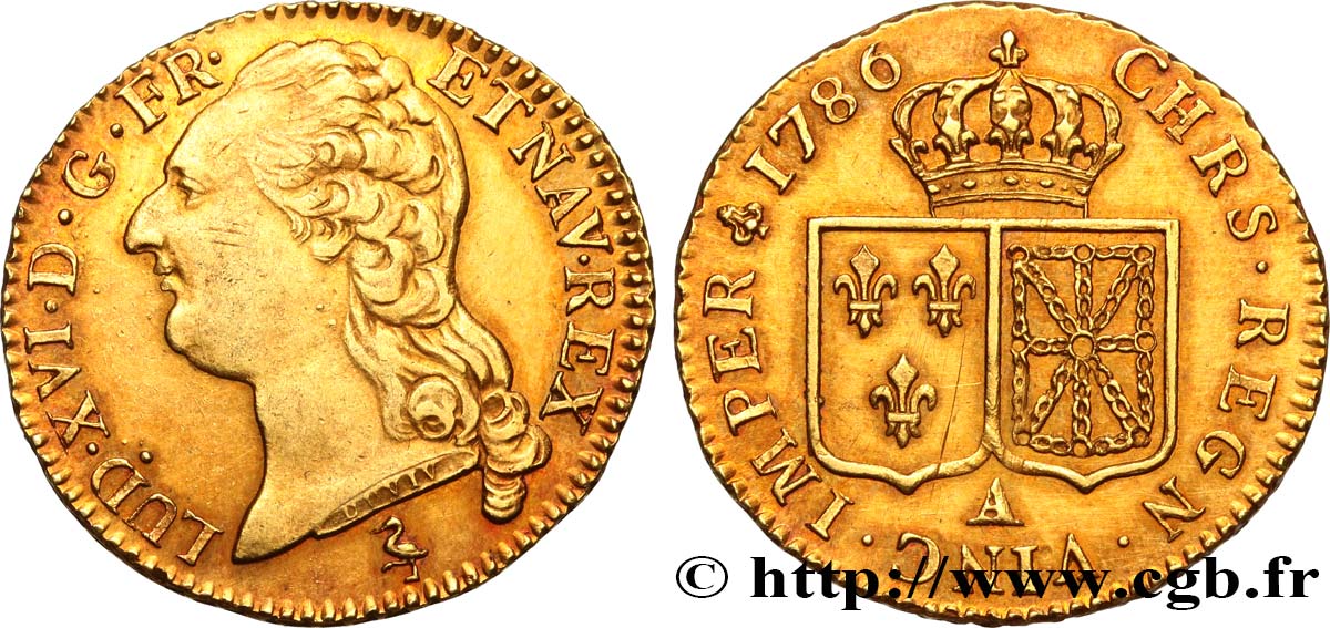 LOUIS XVI Louis d or aux écus accolés 1786 Paris EBC