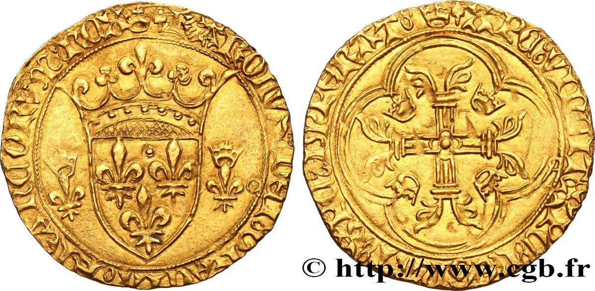 CHARLES VII  THE WELL SERVED  Écu d or à la couronne ou écu neuf n.d. La Rochelle AU