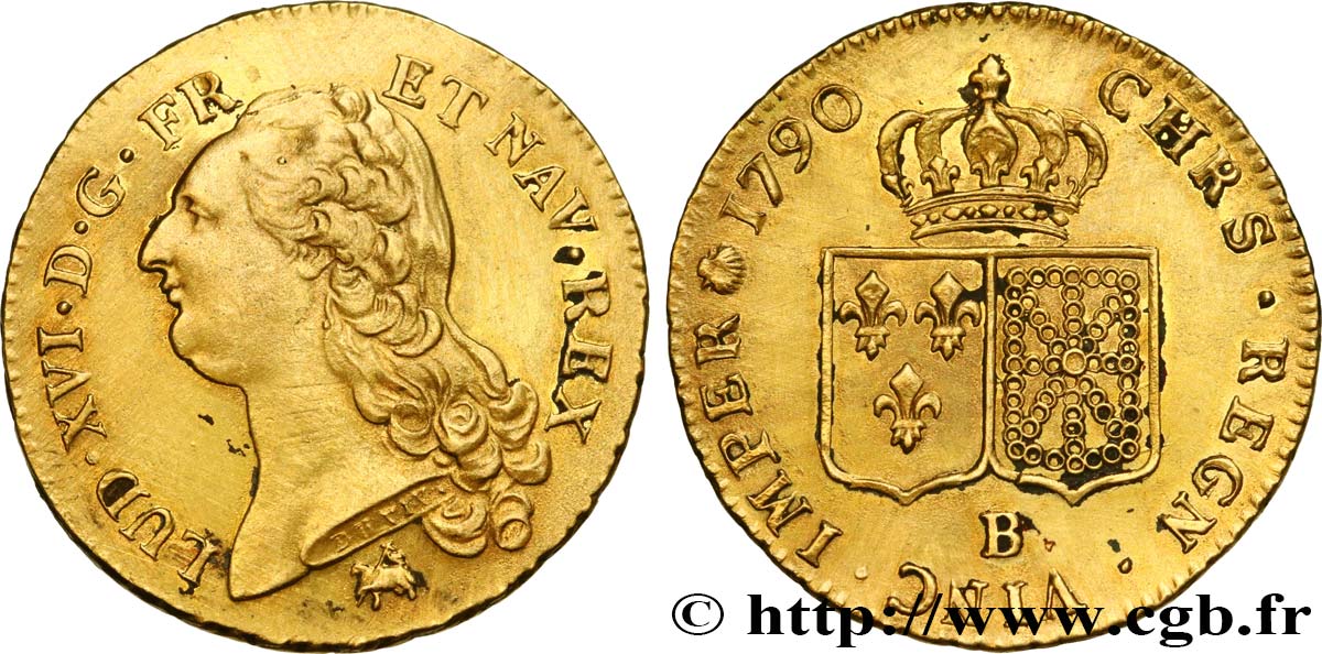 LOUIS XVI Double louis d’or aux écus accolés 1790 Rouen EBC