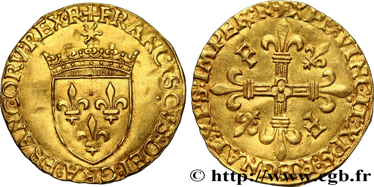 FRANCOIS I Écu d or au soleil, 5e type 21/07/1519 Poitiers AU