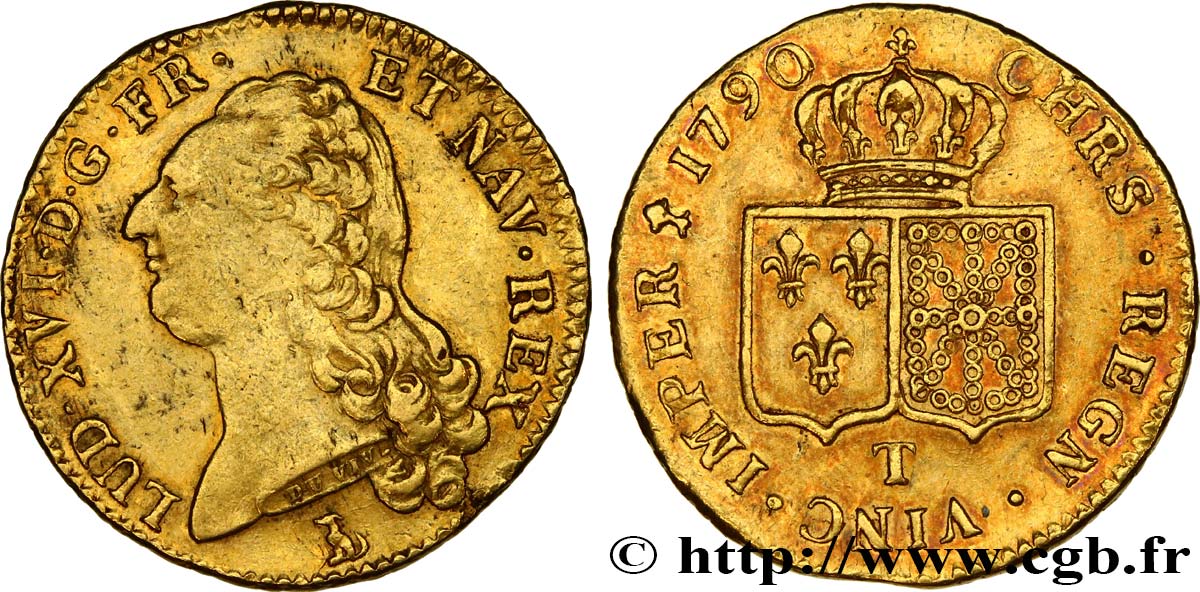 LOUIS XVI Double louis d’or aux écus accolés 1790 Nantes SS/fVZ