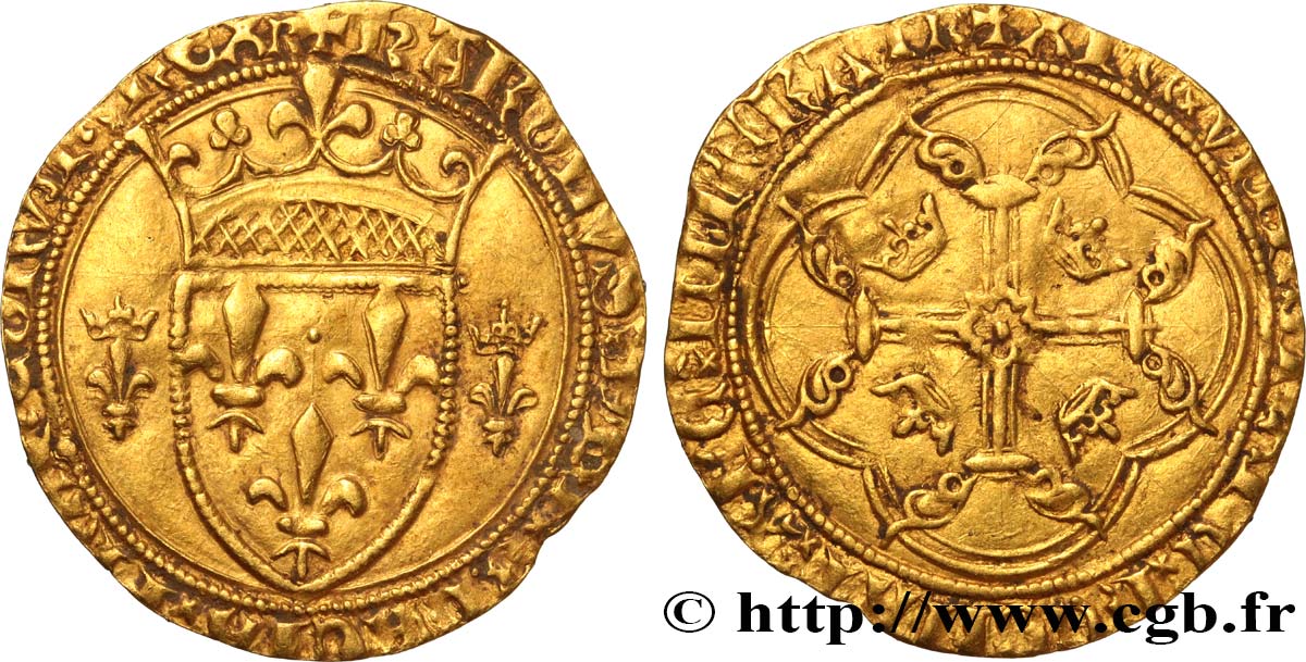 CHARLES VII LE VICTORIEUX Écu d or à la couronne ou écu neuf n.d. Romans TTB+/TTB
