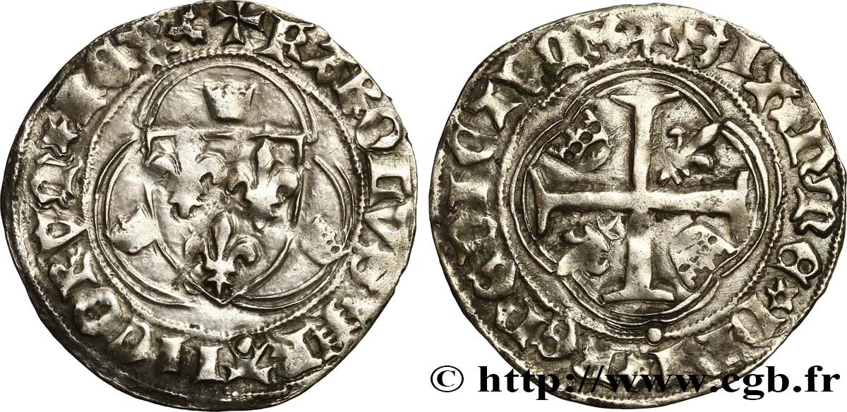CHARLES VII LE VICTORIEUX Blanc à la couronne n.d. Limoges TB+