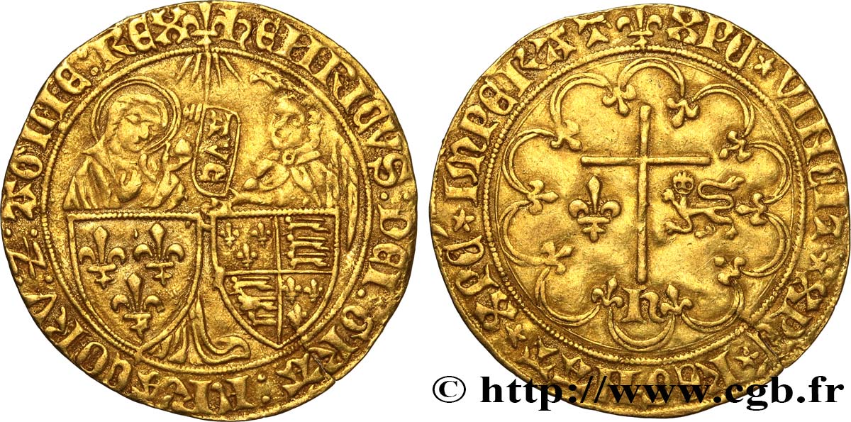 HENRY VI DE LANCASTRE - ROI DE FRANCE (1422-1453) - ROI D ANGLETERRE (1422-1461) et (1470-1471) Salut d or n.d. Saint-Lô TTB