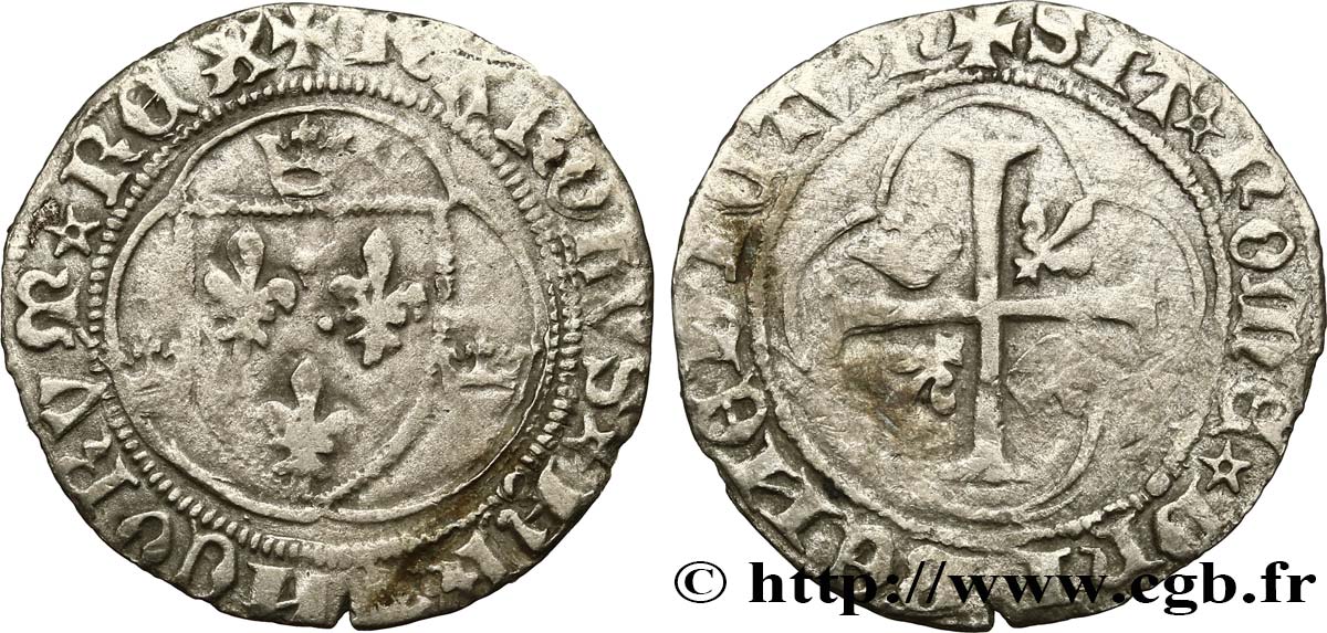 CHARLES VII LE VICTORIEUX Blanc à la couronne n.d. Poitiers TB