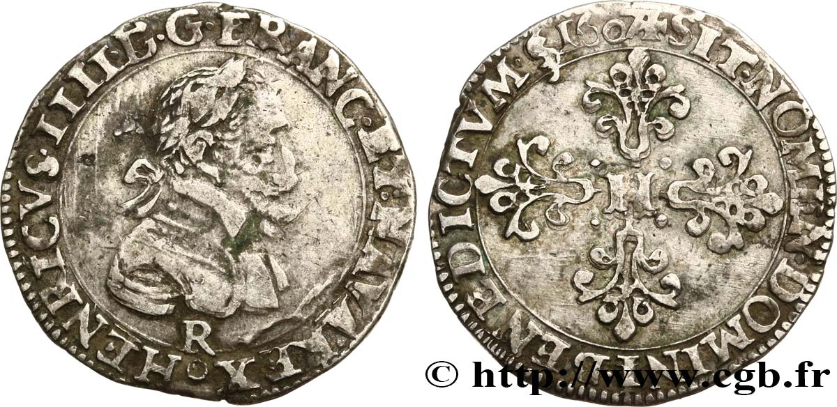 HENRI IV LE GRAND Demi-franc 1607 Saint-André de Villeneuve-lès-Avignon TB+/TTB