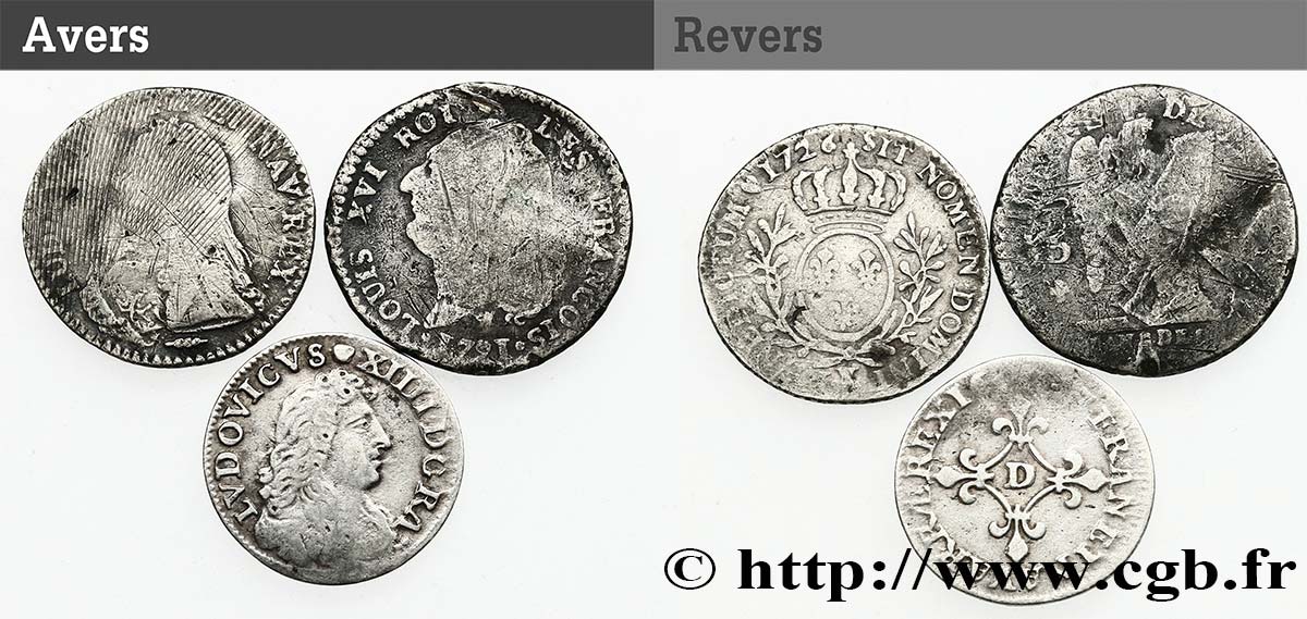 LOTS Lot de 3 monnaies royales n.d. Ateliers divers B