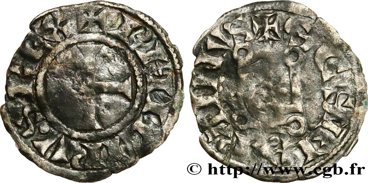 TOURAINE - SAINT-MARTIN DE TOURS - PHILIPPE II AUGUSTE Denier tournois n.d. Saint-Martin de Tours TB+