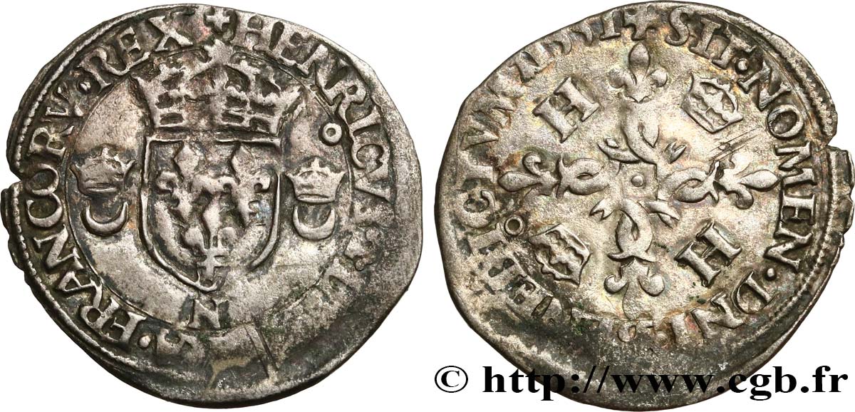 HENRI II Douzain aux croissants 1551 Nantes TB+