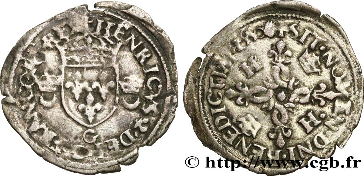 HENRI II Douzain aux croissants 1550 Poitiers TB/TB+