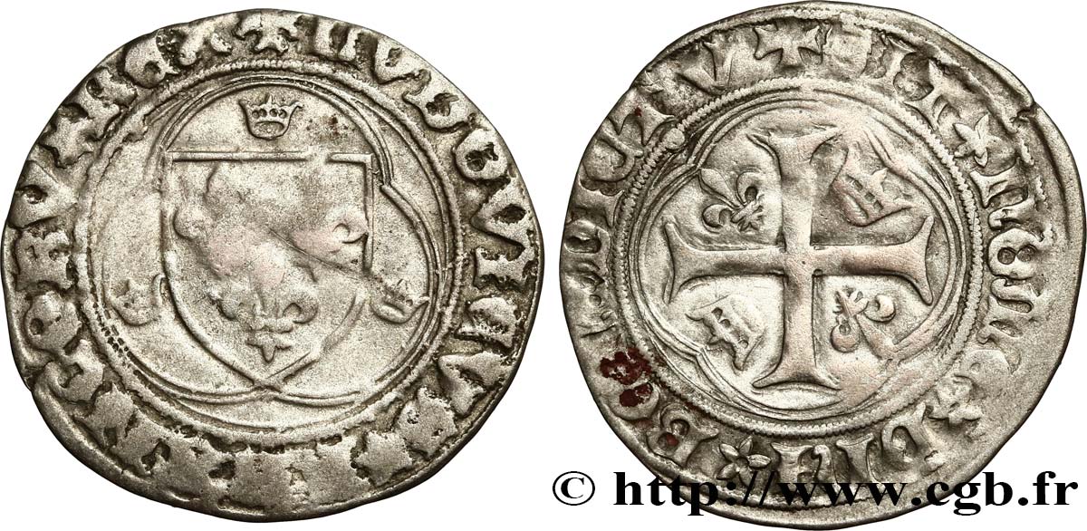LOUIS XI LE PRUDENT Blanc à la couronne n.d. Paris TB