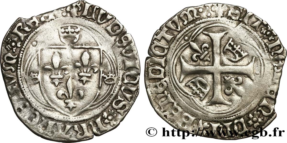 LOUIS XII LE PÈRE DU PEUPLE Douzain ou grand blanc à la couronne n.d. Saint-André de Villeneuve-lès-Avignon TB+
