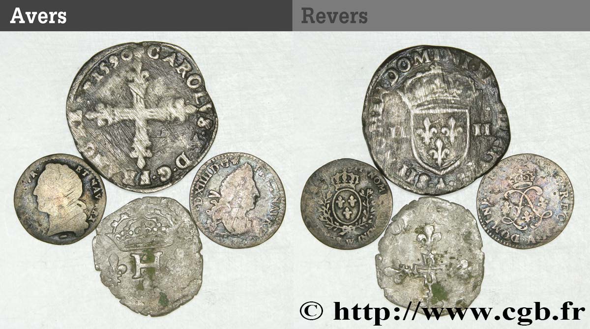 LOTS Lot de 4 monnaies royales n.d. Ateliers divers SGE