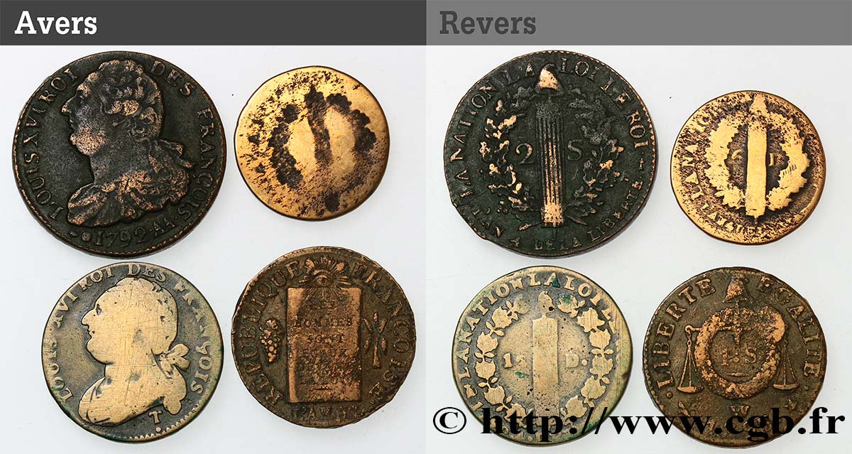 LOTTE Lot de quatre monnaies de la Révolution française n.d. s.l. B
