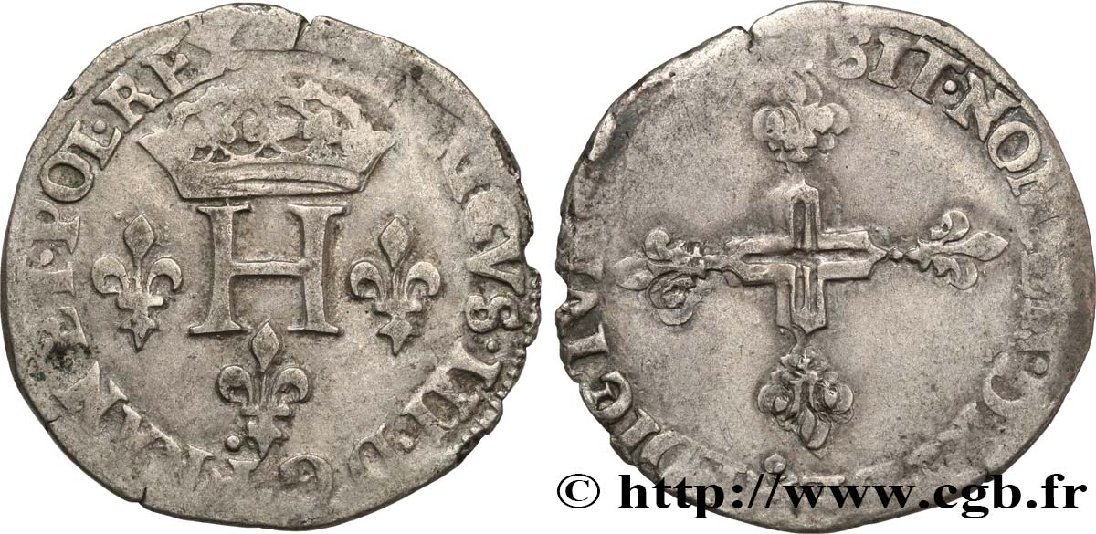 HENRY III Double sol parisis, 2e type n.d. Troyes q.BB/MB
