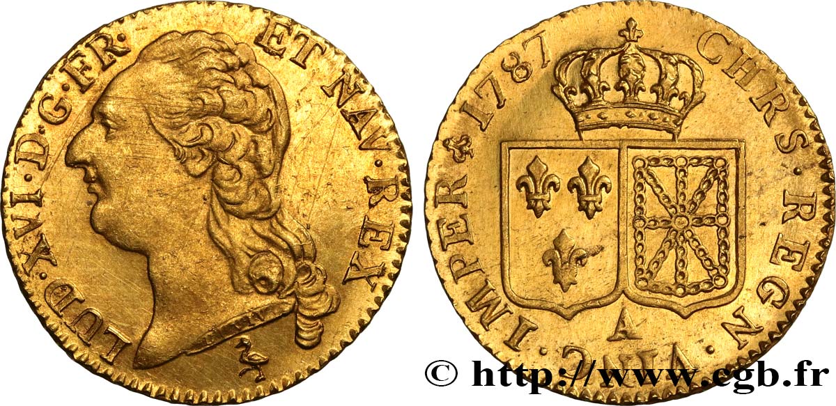 LOUIS XVI Louis d or aux écus accolés 1787 Paris AU/MS