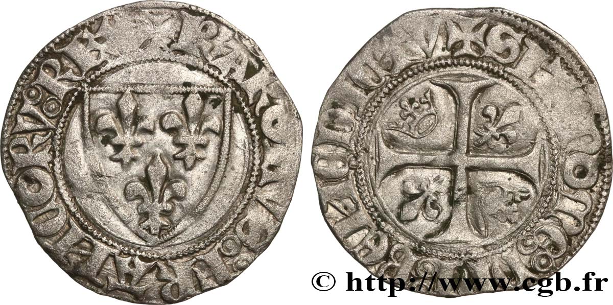 CHARLES VI LE FOU OU LE BIEN AIMÉ Blanc dit  guénar  n.d. s.l. TB+
