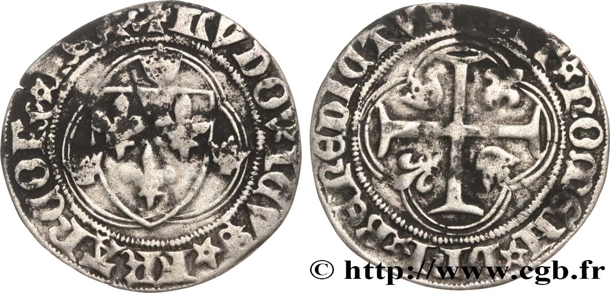 LOUIS XI LE PRUDENT Blanc à la couronne n.d. Lyon TB+