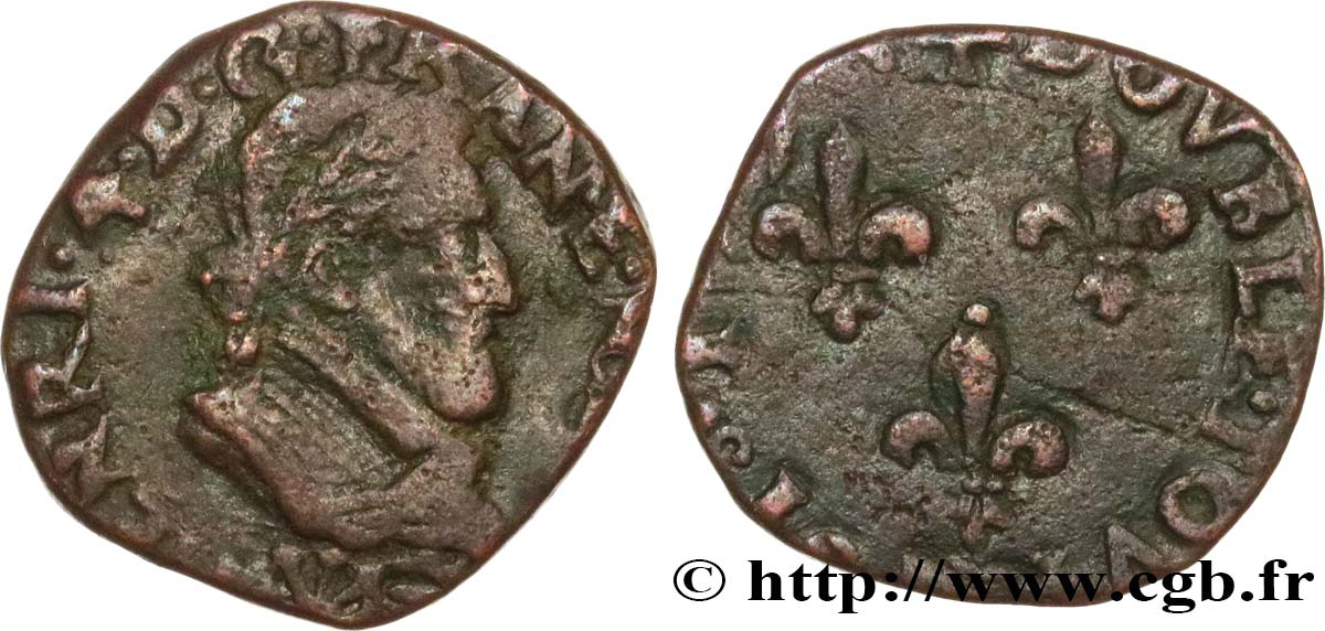 HENRI IV LE GRAND Double tournois, type de Saint-Palais pour la Navarre n.d. Saint-Palais TB+