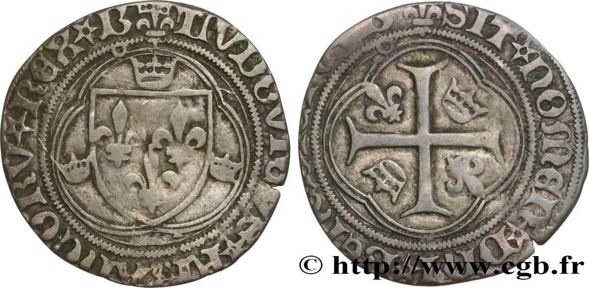 LOUIS XII  Douzain ou grand blanc à la couronne n.d. Bourges fSS