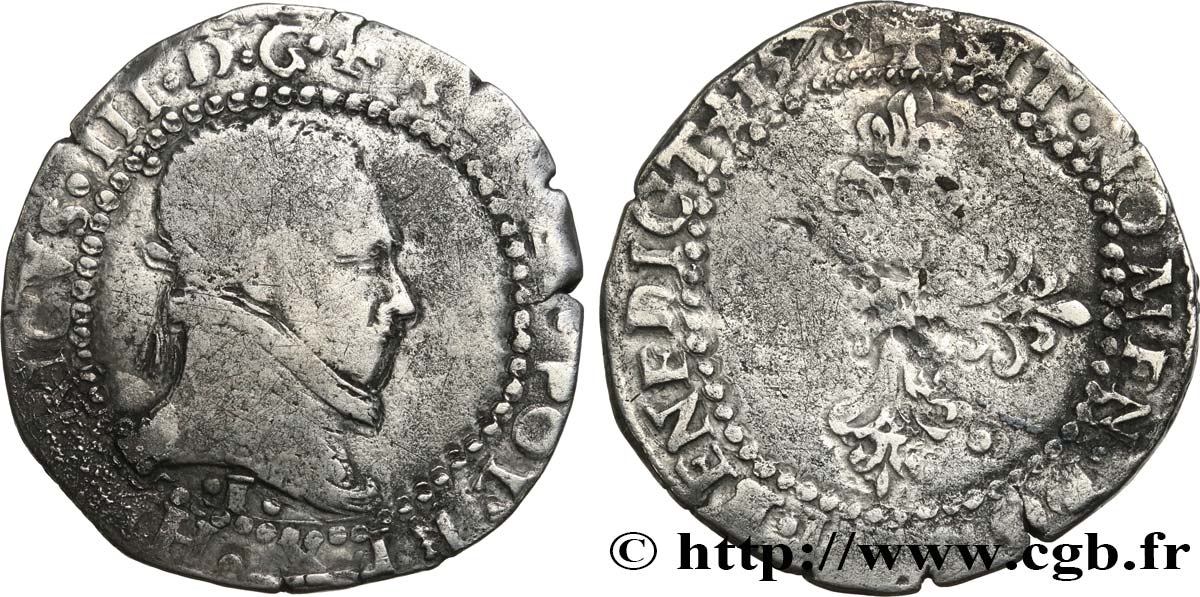 HENRY III Demi-franc au col plat 1578 Limoges BC