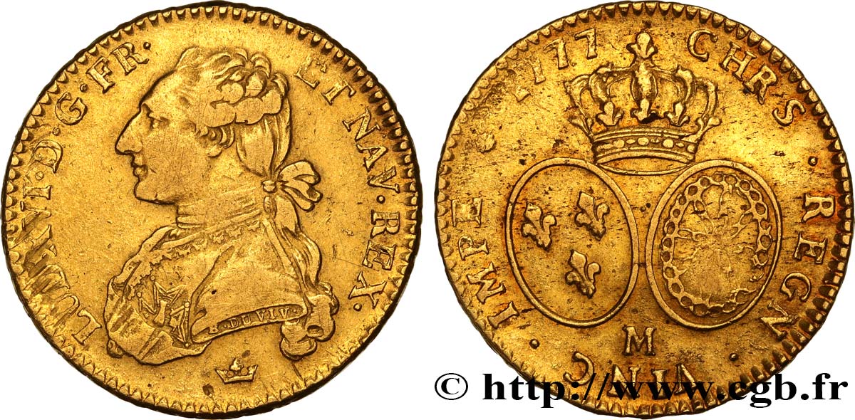 LOUIS XVI Double louis d’or aux écus ovales 1777 Toulouse MBC