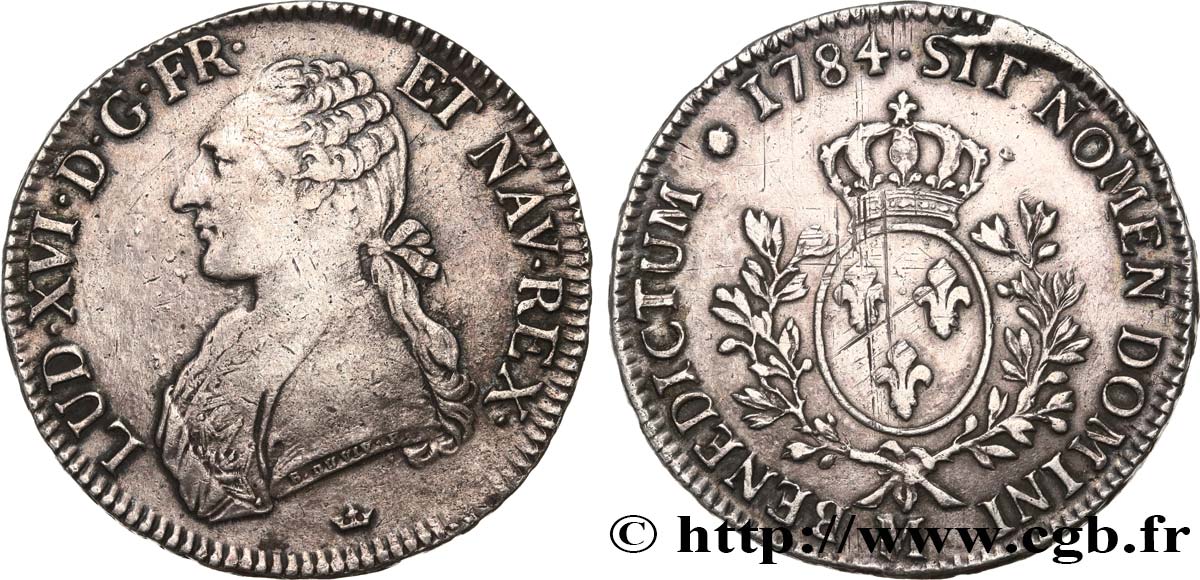 LOUIS XVI Écu aux branches d olivier 1784 Toulouse TB+/TTB