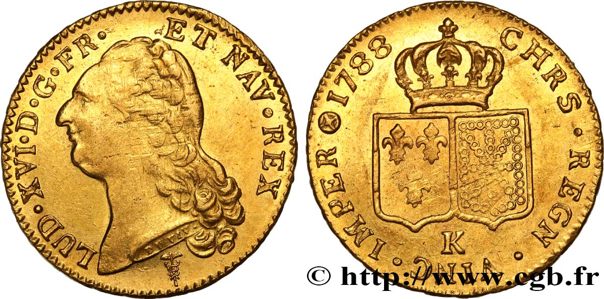 LOUIS XVI Double louis d’or aux écus accolés 1788 Bordeaux AU/AU