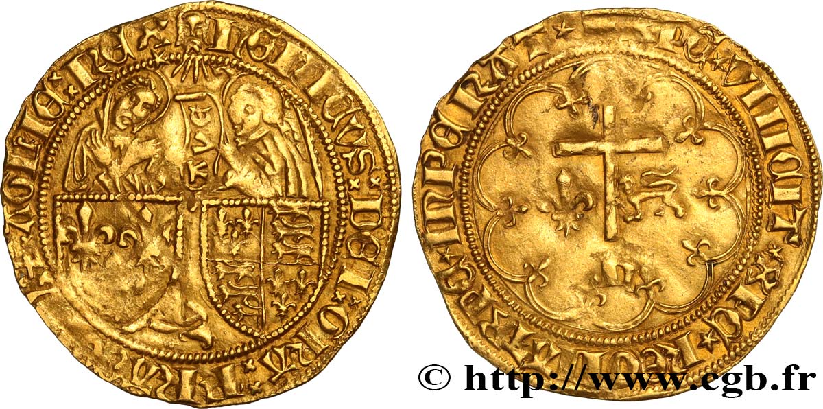 HENRY VI DE LANCASTRE - ROI DE FRANCE (1422-1453) - ROI D ANGLETERRE (1422-1461) et (1470-1471) Salut d or n.d. Dijon TTB