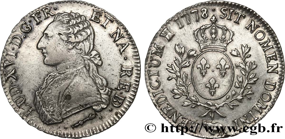 LOUIS XVI Écu aux branches d&nbsp;olivier 1778 Pau TTB+