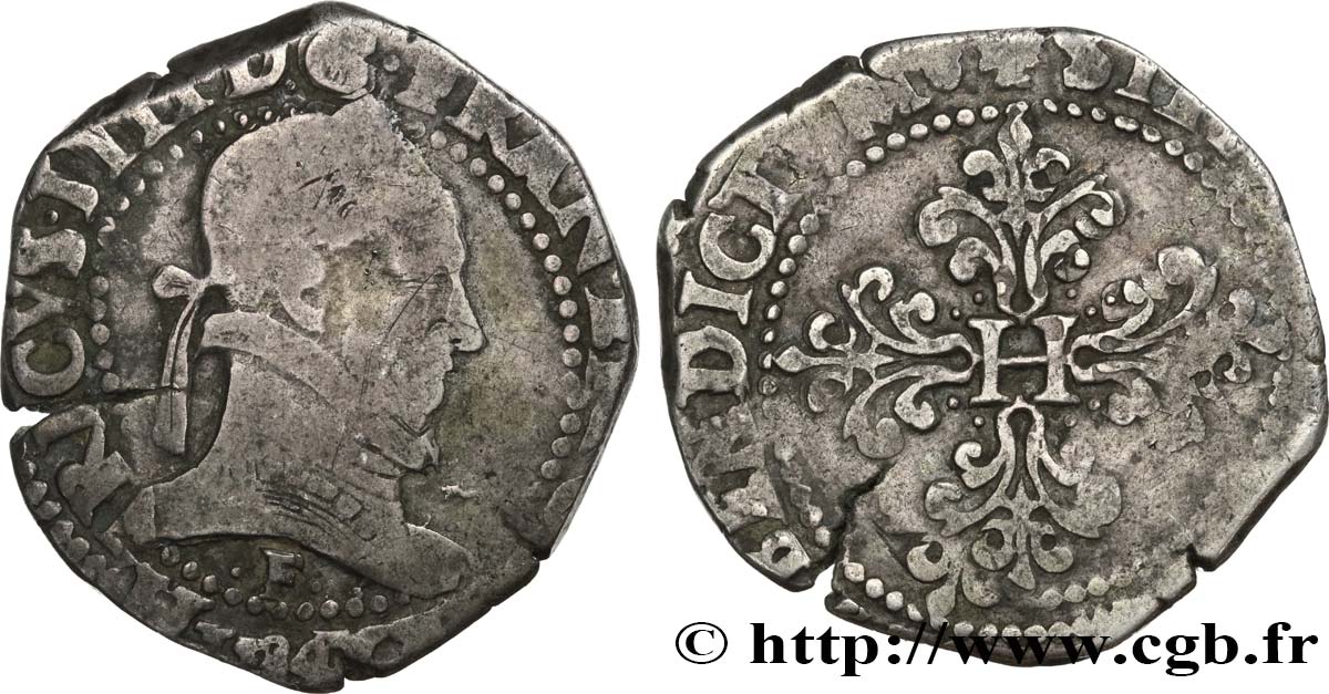HENRY III Franc au col plat 1584 Angers BC
