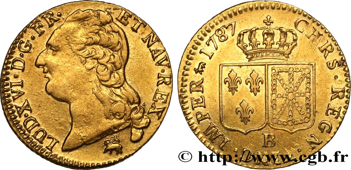 LOUIS XVI Louis d or aux écus accolés 1787 Rouen fVZ
