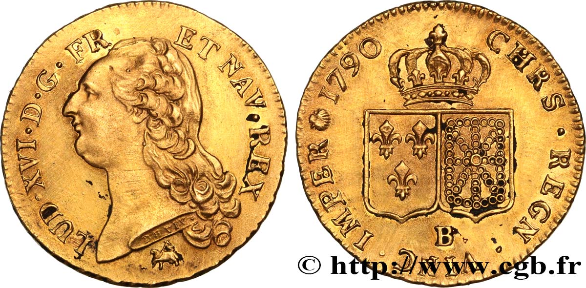 LOUIS XVI Double louis d’or aux écus accolés 1790 Rouen SUP